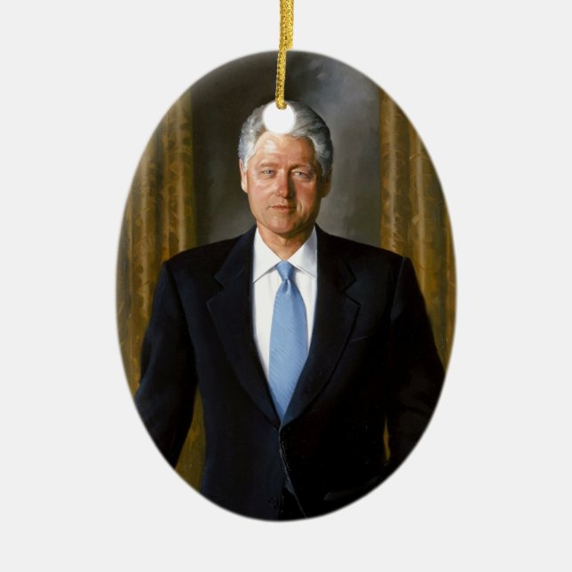 bill clinton USA president Ceramic Tree Decoration (Front)