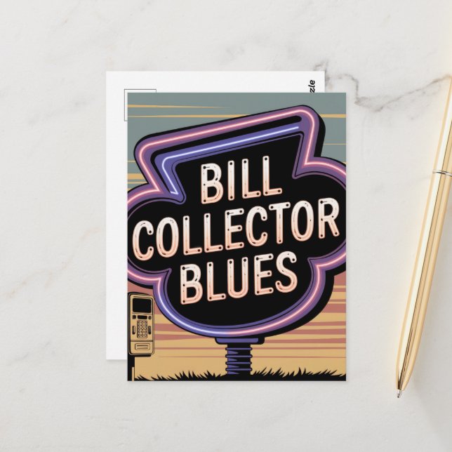 Bill Collector Blues Postcard (Front/Back In Situ)