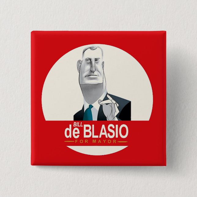 Bill de Blasio NYC Mayor 2013 15 Cm Square Badge (Front)