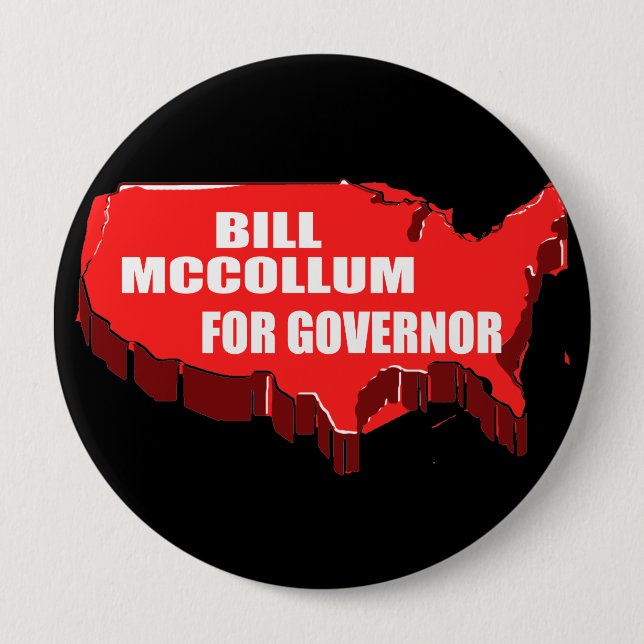 BILL MCCOLLUM FOR GOVERNOR 10 CM ROUND BADGE (Front)