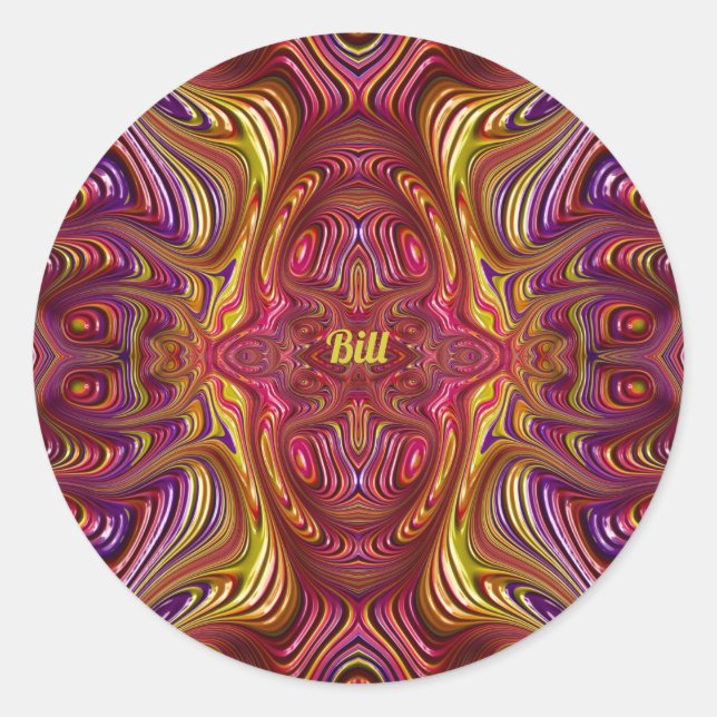 BILL ~ Multicoloured Fractal Design ~  Classic Round Sticker (Front)