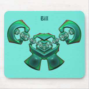 BILL~ Multiple Green ~ BIZARRE Fractal ~   Mouse Mat