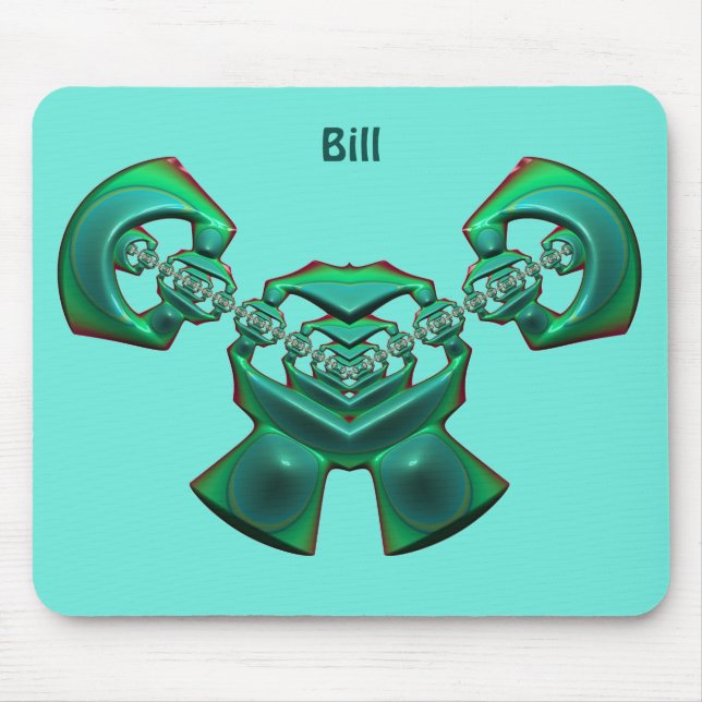 BILL~ Multiple Green ~ BIZARRE Fractal ~   Mouse Mat (Front)