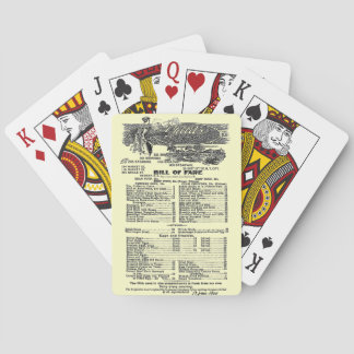 "Bill of Fare 1889" Playing Cards