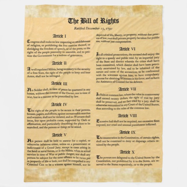 BILL of RIGHTS Fleece Blanket (Front)