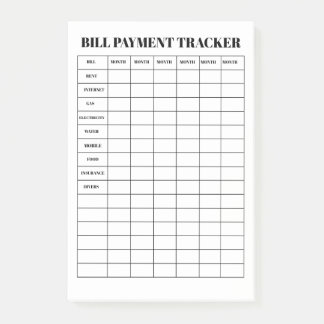 Bill Payment Tracker Dry Erase Magnetic Sheet Post-it Notes