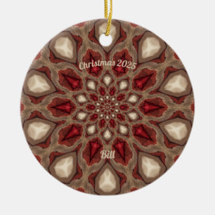BILL ~ Personalised ~ Red and Tan Christmas 2025 Ceramic Tree Decoration