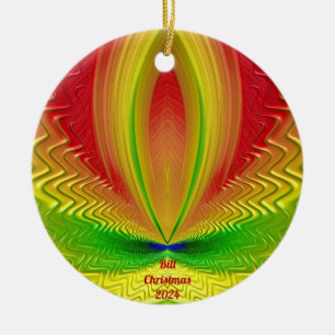 BILL ~ Personalised Red Green Yellow Christmas Ceramic Tree Decoration