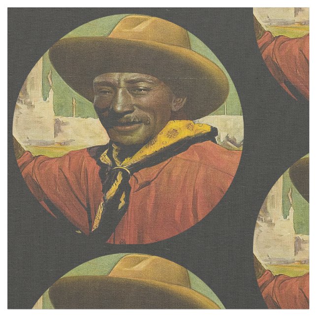 Bill Pickett Black Cowboy Fabric (Close Up)