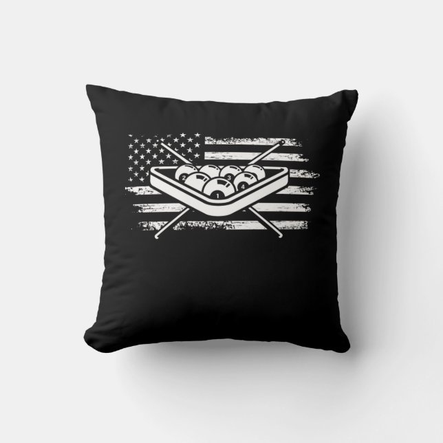 Billard 8 Ball Sport American Flag Cushion (Front)