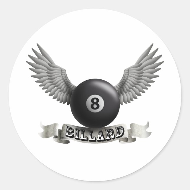 Billard wings A Classic Round Sticker (Front)