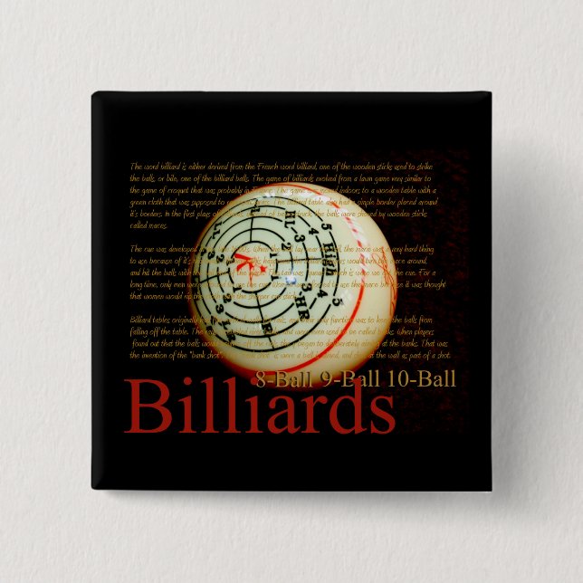 Billards 15 Cm Square Badge (Front)