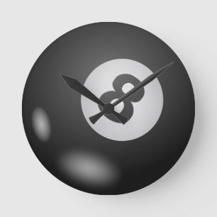 billards 8 ball round clock