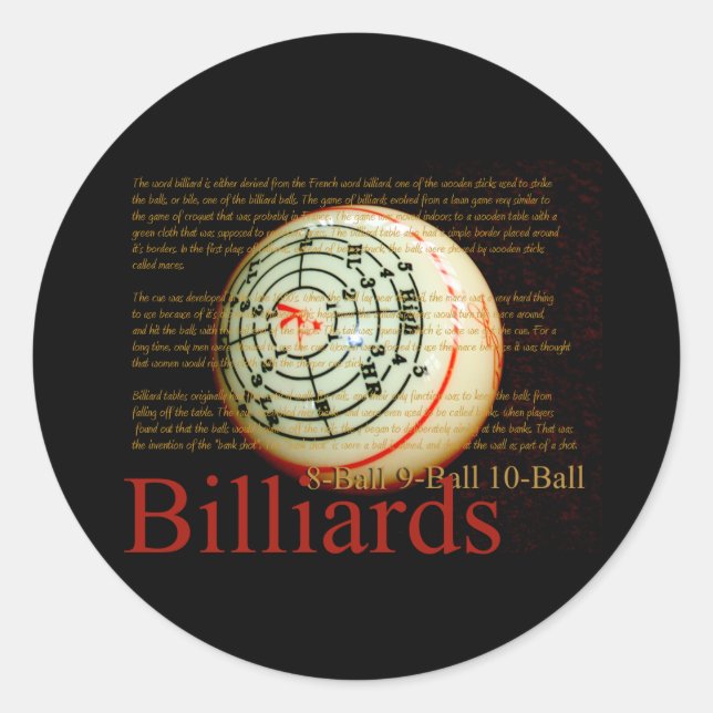 Billards Classic Round Sticker (Front)
