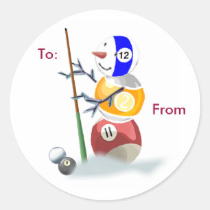 Billards Snowman Christmas Package Stickers