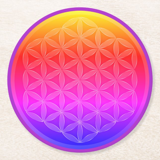 Billboard Flower of Life Round Paper Coaster (Front)
