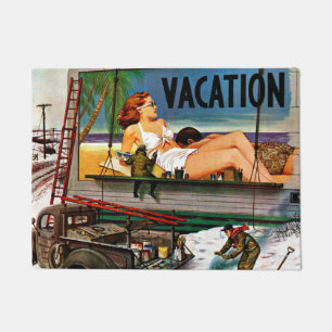 Billboard Painters in Winter by Stevan Dohanos Doormat