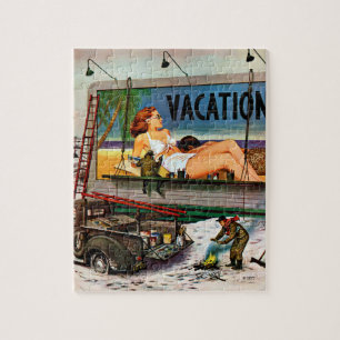 Billboard Painters in Winter by Stevan Dohanos Jigsaw Puzzle