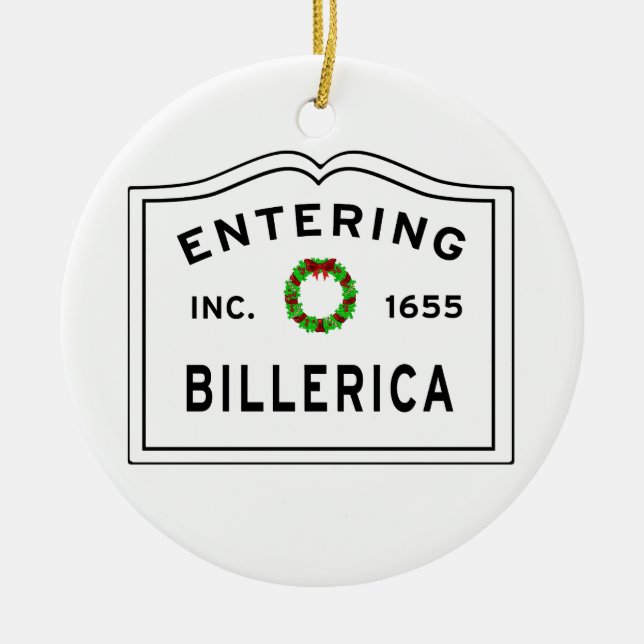 Billerica, MA Holiday Wreath Metal Ornament (Front)