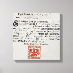 Billeting voucher, 1759 canvas print