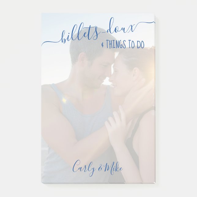 Billets-doux and Things to Do Romantic Photo Post-it Notes (Front)