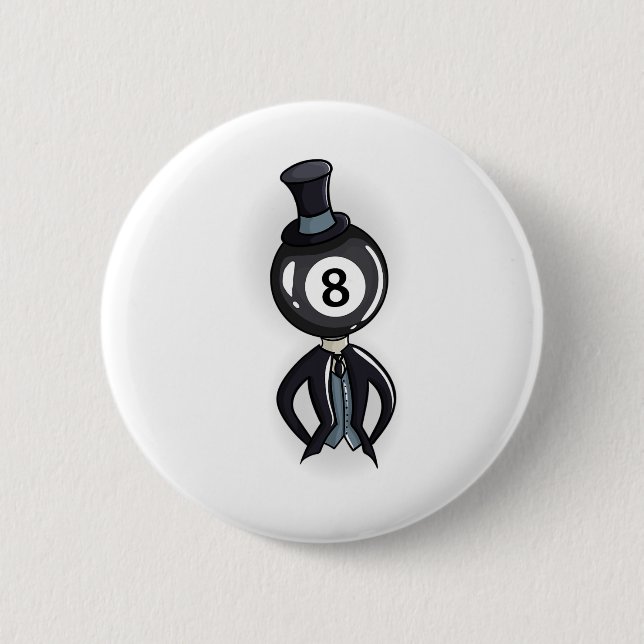 Billiard 8 Ball Guy Pool Player Gift  6 Cm Round Badge (Front)