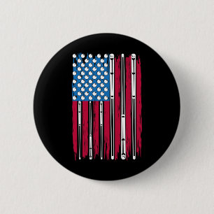 Billiard And American Flag Made For A Pool Billiar 6 Cm Round Badge