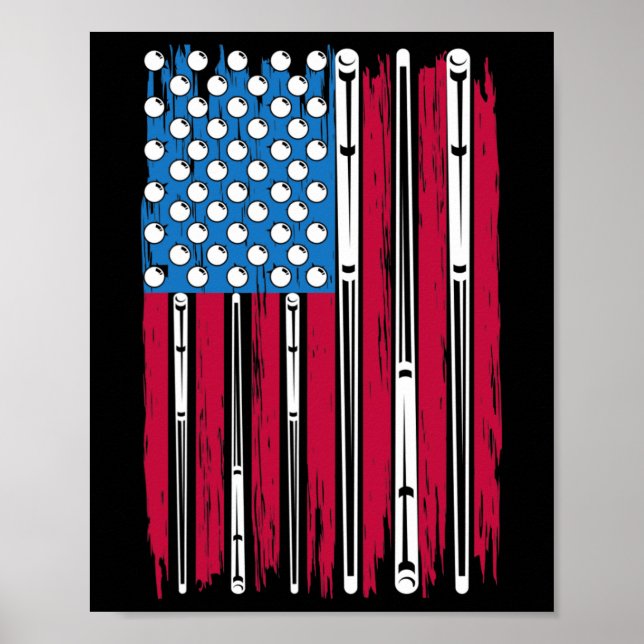 Billiard And American Flag Made For A Pool Billiar Poster (Front)