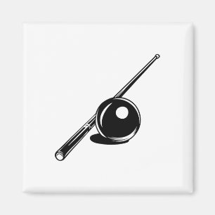 Billiard Ball And Cue Stick Sketch Carom Billiards Magnet