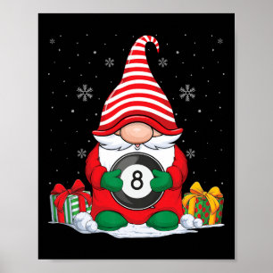 Billiard Ball Christmas Gnomes  Cute Billiard Ball Poster