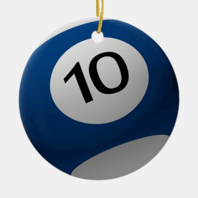 BILLIARD  BALL CHRISTMAS ORNAMENT 10 (TEN) BLUE/WH (Front)