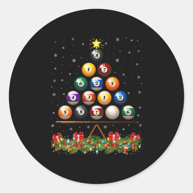Billiard Ball Christmas Tree Lights Ol Billiards X Classic Round Sticker (Front)