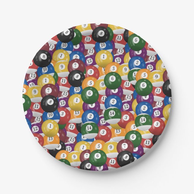 Billiard Ball Collection Paper Plate (Front)