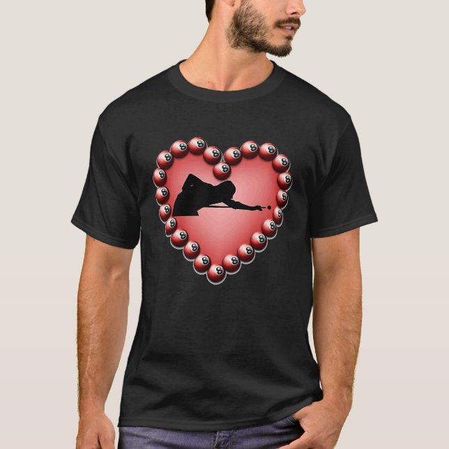 Billiard Ball Heart Valentine's Day Tees Teen Boys (Front)