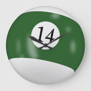 Billiard Ball Number 14  Large Clock