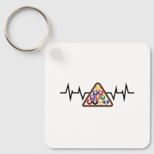 Billiard Ball Rack Heartbeat Key Ring