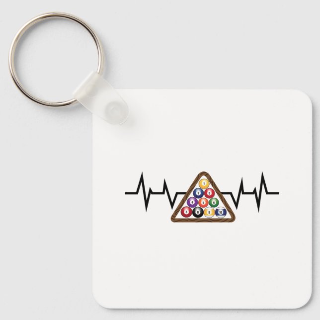 Billiard Ball Rack Heartbeat Key Ring (Front)