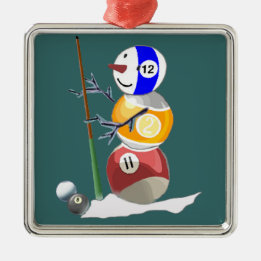 Billiard Ball Snowman Metal Tree Decoration