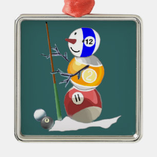 Billiard Ball Snowman Metal Tree Decoration