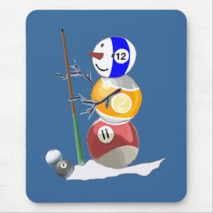 Billiard Ball Snowman Mouse Mat
