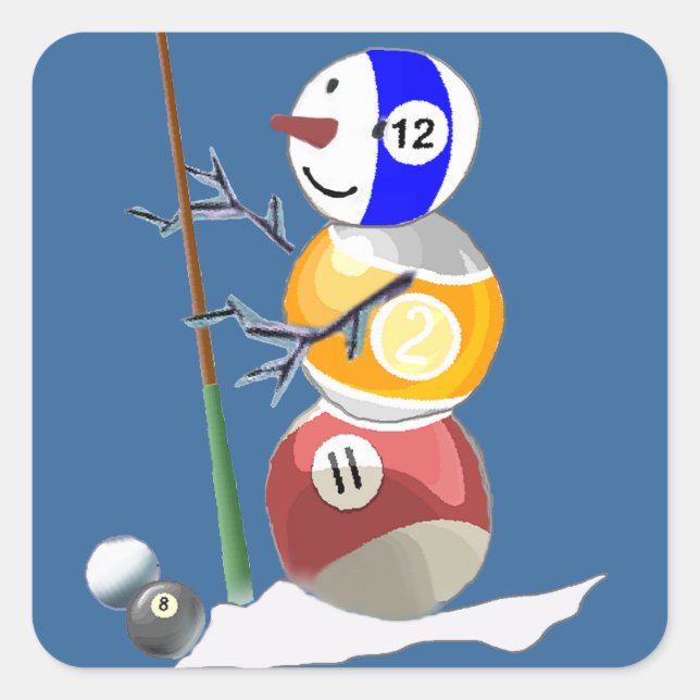 Billiard Ball Snowman Square Sticker (Front)
