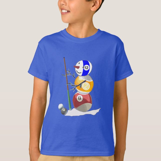 Billiard Ball Snowman T-Shirt (Front)