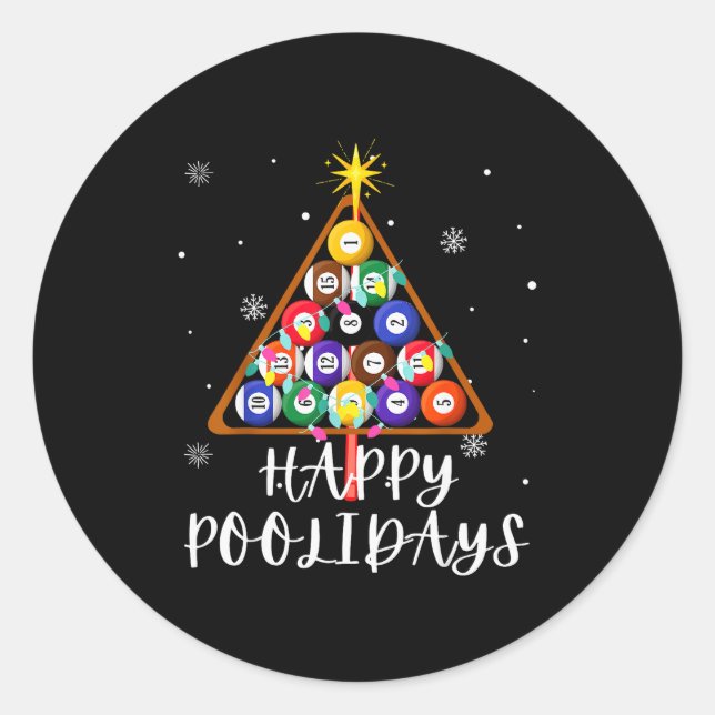 Billiard Ball Xmas Tree Ol Billiards Christmas  Classic Round Sticker (Front)
