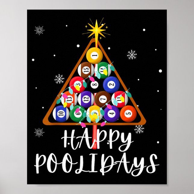 Billiard Ball Xmas Tree Ol Billiards Christmas  Poster (Front)