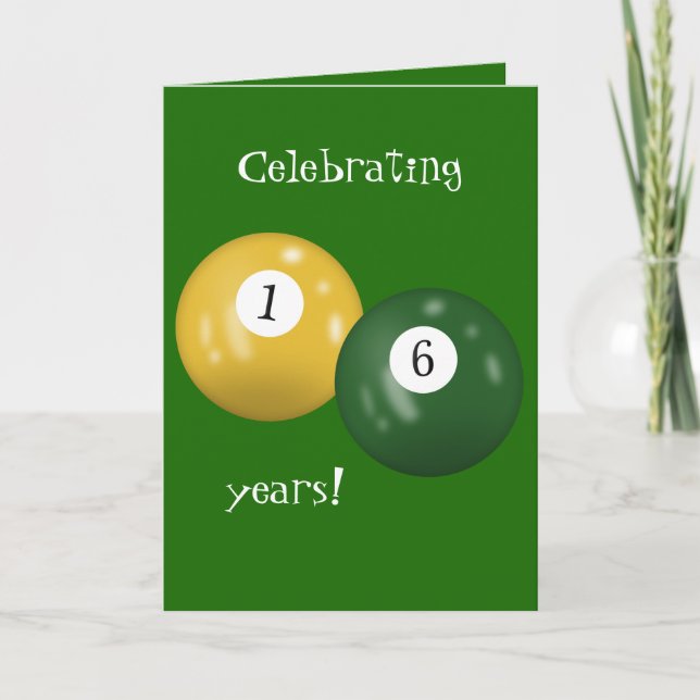 Billiard Balls 16th birthday Card (Front)