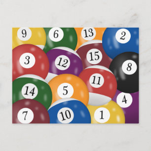 Billiard Balls 16th Birthday Party Postcard