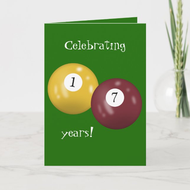 Billiard Balls 17th birthday Card (Front)