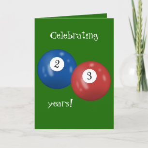 Billiard Balls 23rd birthday Card