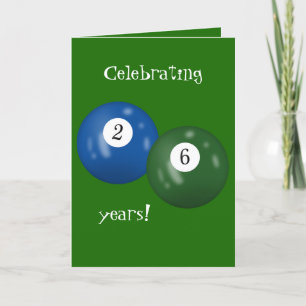 Billiard Balls 26th birthday Card