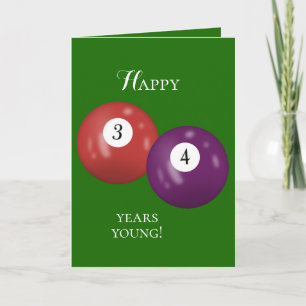 Billiard Balls 34th birthday Card